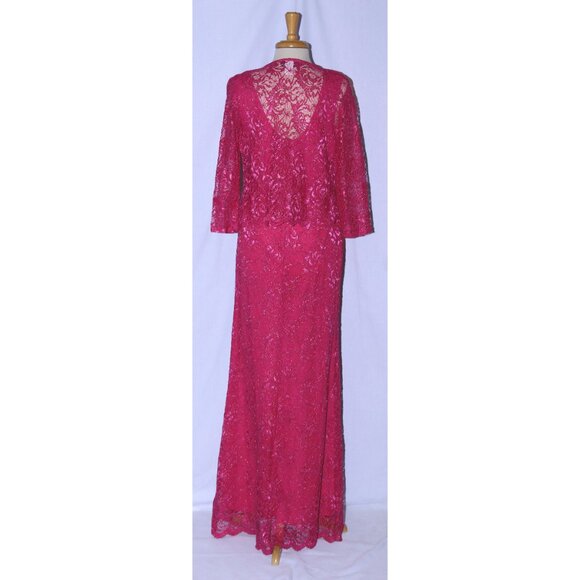 Fanny #1512 Floor Length Jersey & Lace MOB MOG Gown W/Jacket-Size XL-FUCHSIA-NEW - Picture 3 of 9